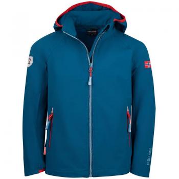 Ungefütterte Softshelljacke KVALVIKA KIDS in Petrol und Spicy Red