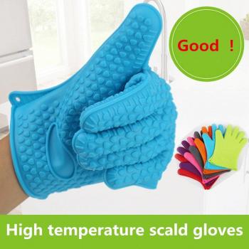 1 Pair of High Temperature Silicone Gloves for Kitchen and BBQ
