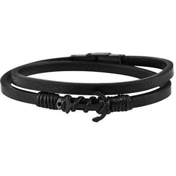 Akzent Lederarmband Schwarz 18,5 cm Echtleder verstellbar