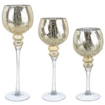 Magiedinatale Creak: Porta Candella Oro-Argento – Set di 3