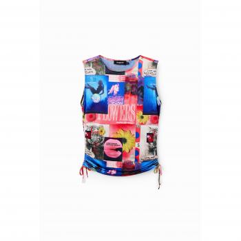 T-shirt collage froncé S femme Desigual