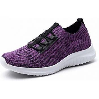 Women’s TIOSEBON Purple Walking Trainers – Slip‑On, Ultra‑Light