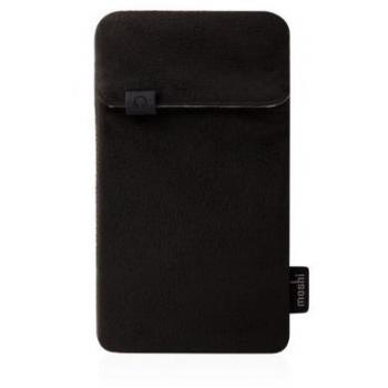 Moshi iPouch Terahedron: Schwarze Mikrofasertasche für iPhone/iPod, mit Außenfach und abnehmbarer Handtasche
