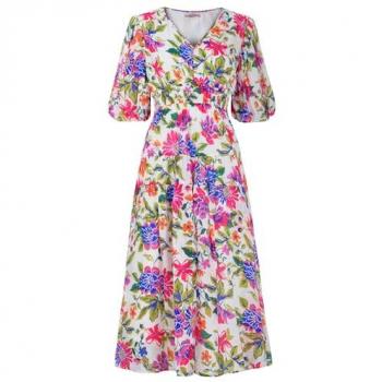 Joe Browns Robe Élégant Jardin Floral Manche Largue Taille UK 12