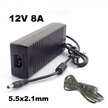 Netsnoer Adapter 12V 8A voor CCTV en LED Strip met 5,5x2,1mm Plug