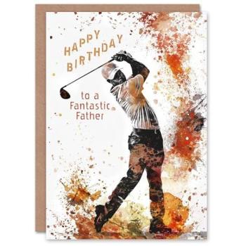 Happy Birthday to Dad – Golf Tee Shot Driver Card (Orange)