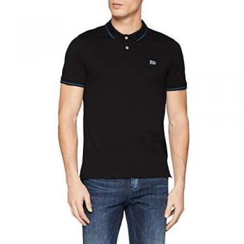 Polo Lee Piqué Nero Logo Piccolo Manica Corta L