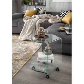 Klarer Beistelltisch PAROLI, rollbar
