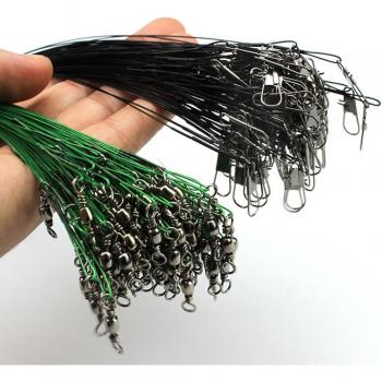 20pcs Stainless Steel Fishing Leader Wire with Swivel, 15/20/30cm for Lure Accessories