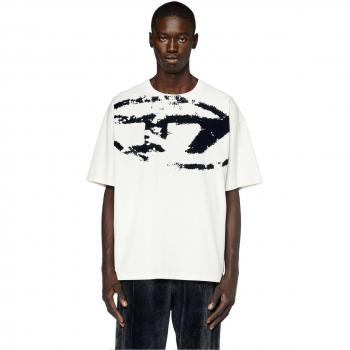 T-shirt Diesel Logo Vieilli Blanc XL Homme