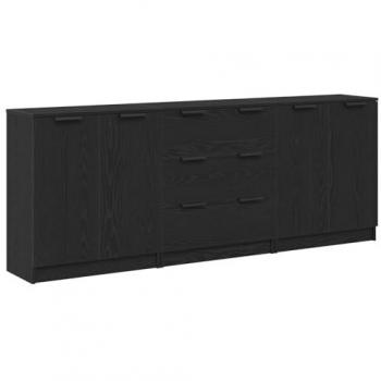 VidaXL elegantes Sideboard in Schwarz, 3-teilig