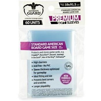 Pochettes Douces Premium Ultimate Guard pour Jeux de Plateau Standard Américain (x60)