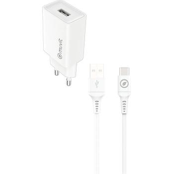 Pack Chargeur 12W + Câble USB-C 12m Muvit Blanc