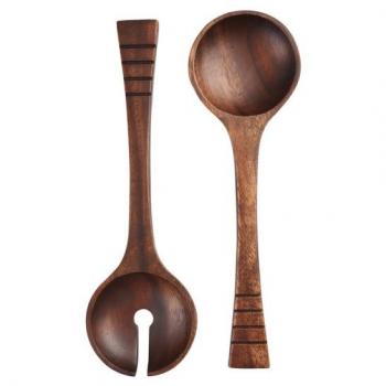 Brown Wooden Salad Serving Spoons 29cm