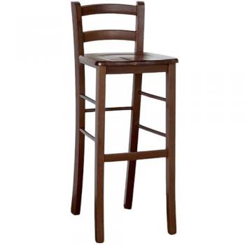 Tabouret de bar haut en bois h 80cm, assise en noyer