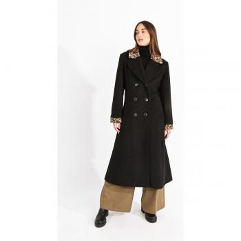 Molly Bracken cappotto lungo con dettagli in pelliccia leopardata