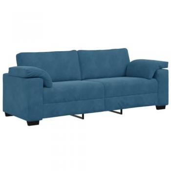Sofá 3 Lugares Veludo Azul 178 cm vidaXL