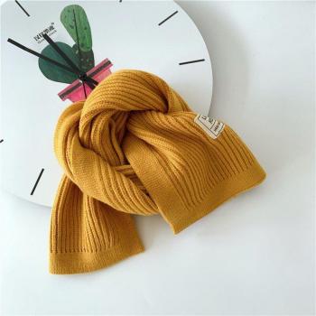 Écharpe tricotée pour enfants, bavoir en tissu couleur pure hiver