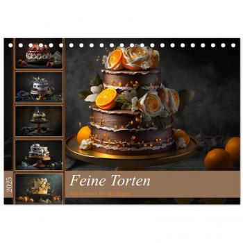 CALVENDO Wandkalender Feine Torten (Tischkalender 2025 DIN A5 quer), CALVENDO Monatskalender