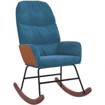 Sedia da relax blu velluto con struttura leggera