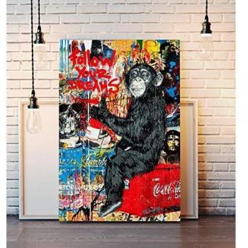 CanvasArtShop Banksy Graffiti Follow Your Dreams Canvas Wall Art Print Artwork Brainwash