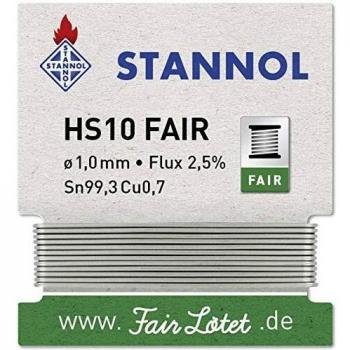 Étain de soudage Stannol HS10‑Fair Sn99,3 Cu0,7 bobine 5 g 1 mm W915201