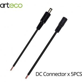 LED Strip DC Power Extension Cable with Locking Buckle, 5.5 x 2.1mm Male-Female Connector, 15cm