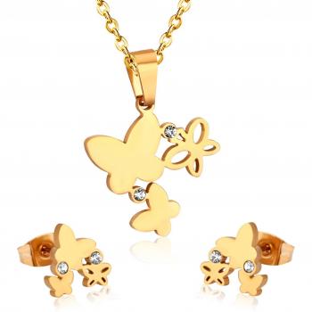 Juego de joyas mujer Luxukisskids collar pendientes mariposa color oro