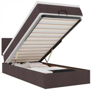 LED-Backed Osman Bed 90x200cm Dark Brown, Mattress Included, Fabric