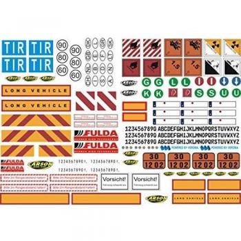 CARSON 500907086 1:14 Dekorbogen LKW-Warnzeichen