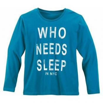 AUTHENTIC LE JOGGER Kinder-Pyjama Gr. 134/140 Jersey, 100 % Baumwolle, bunt (türkis, marine) mit Spruch “Who needs sleep”