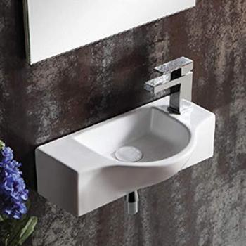 Main‑lavage rectangulaire Rue du Bain – Céramique blanche, 45 × 25 cm, sans trop plein