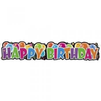Cartel de globos para cumpleaños, diseño Happy Birthday, multicolor, 140 cm