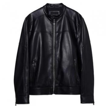 Sisley Slim Fit Kunstlederjacke Herren Schwarz Größe L