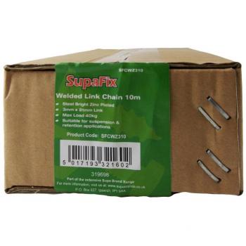 SupaFix 10m Bright Zinc Plated Welded Chain – 3x21mm Links