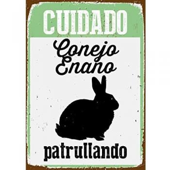 Señal Metálica A5 Cuidado Conejo Enano