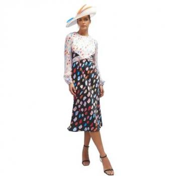 Lisa Tan Chiffon and Satin Midi Dress