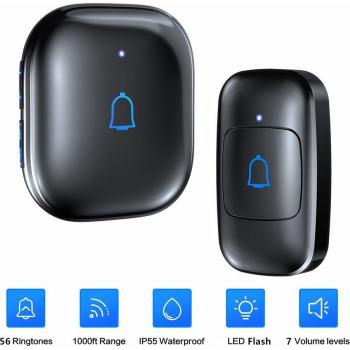 Wireless Doorbell Kit with 56 Melodies and Waterproof Design