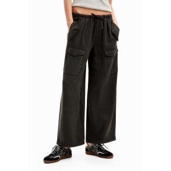 Desigual Pantalón Cargo de Lyocell Negro