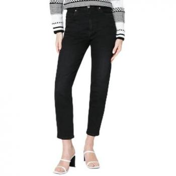 Dorothy Perkins Women's Black Cotton Comfort Slim Mom Jeans