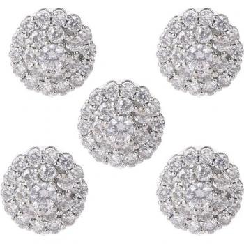 5Pcs 12mm Rhinestone Flower Buttons with Loop