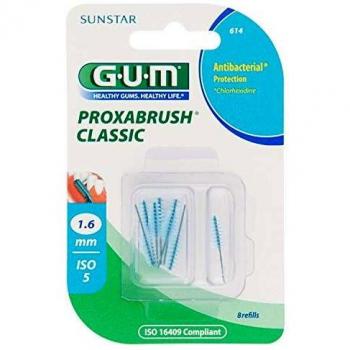 GUM CEPILLO INTERDENTAL RECAMBIO 614 PROXABRUSH 1.6 CONICO 8 UNIDADES
