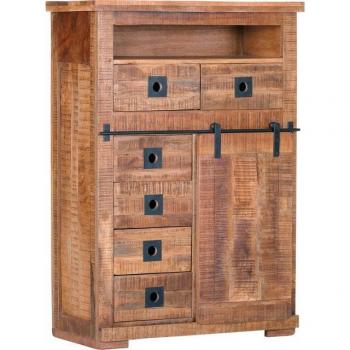 Highboard GUTMANN FACTORY Kamerun – 90 cm breiter Stauraumschrank aus Massivholz – Naturbeige