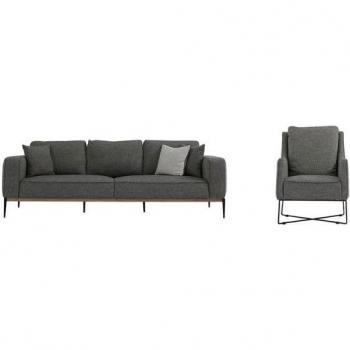 Moderne Graue Sofagarnitur JVmoebel: 3‑Sitzer + 1‑Sitzer + Sessel, Stoff, Made in Europa
