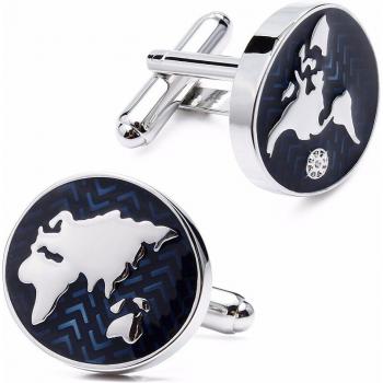 Gemelos de camisa de metal azul, accesorios de boda y negocios para hombre