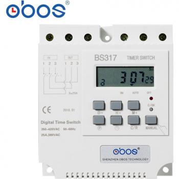 Relé de temporización trifásico 380V 25A con 16 horarios de encendido/apagado