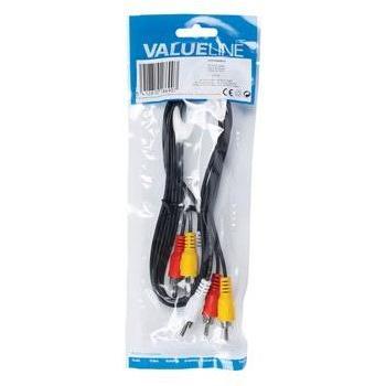 Câble vidéo 3x RCA VALUELINE 1m Noir