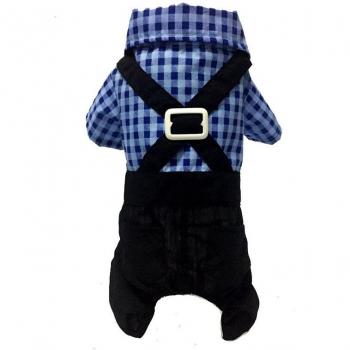 Dog Jumpsuit with Plaid Shirt