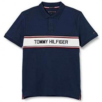 Polo Tommy Hilfiger Th Intarsia Chest S/s, Bleu