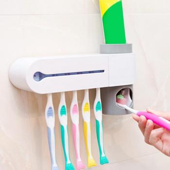 Dispensador de Pasta de Dientes y Esterilizador UV para Cepillos de Dientes Montado en la Pared